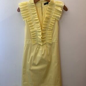 BCBG MaxAzria Yellow Ruffle Front Tie Waist Tank Dress